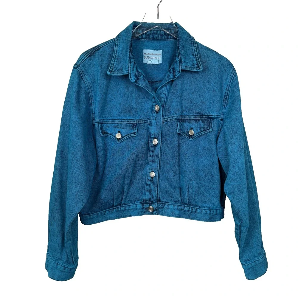 Vtg Sundance Denim Wear Jacket Pants Set Womens Sz L Acid Wash USA 90s 80s Artsy - Picture 4 of 16